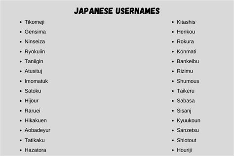 japanese usernames for games
